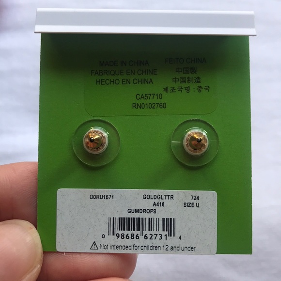 Gold glitter Kate Spade Gumdrop earrings - Picture 3 of 4